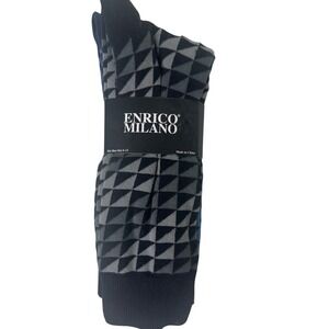 Enrico Milano Mens 3 Pack Dress Socks Geometric Triangle Black Navy Grey 6-12